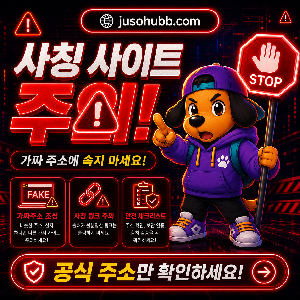주소창 도메인 철자와 사칭 주소를 점검하는 이미지